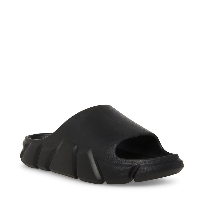 Black Steve Madden Charged Men's Slides | PH 2978XLQ